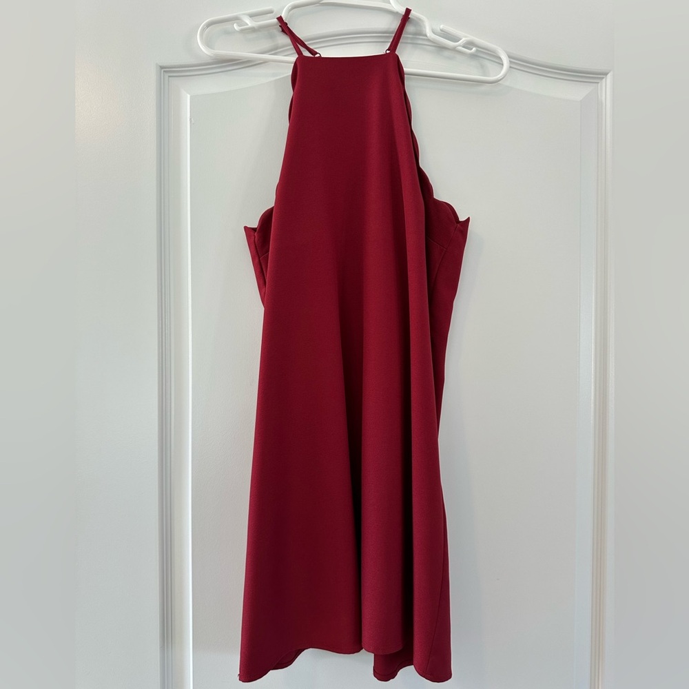 Lulu’s Scalloped Halter-Neck Mini Dress